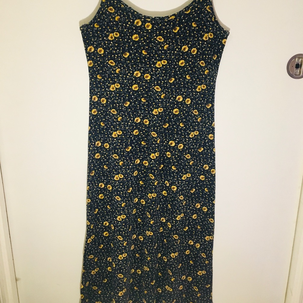 Spaghetti Strap Sunflower Maxi Dress